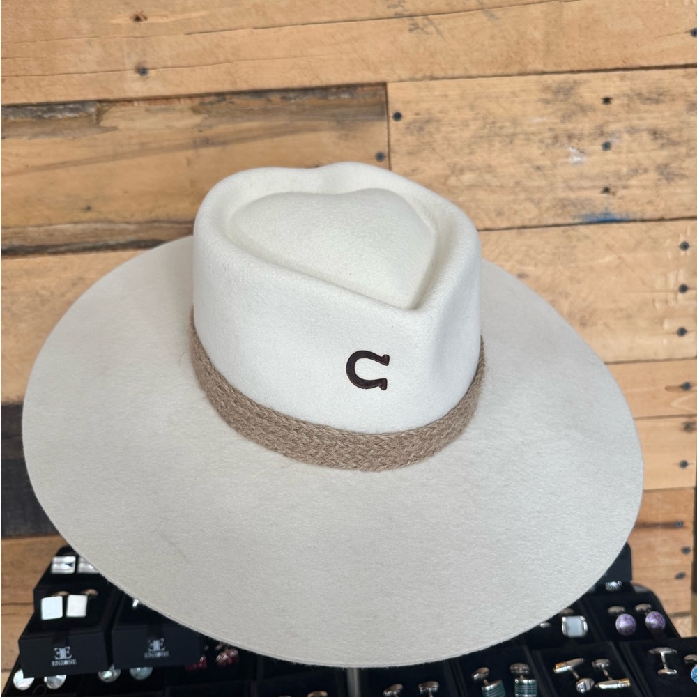 Elegant White Charlie, One horse Hat with Decorative Band - Picture 3 of 3